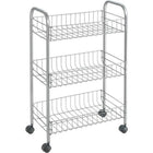 Opbergtrolley 41x23x63 cm RVS-look 3 manden