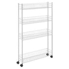 Opbergrek 58x16x95 cm wit met wieltjes