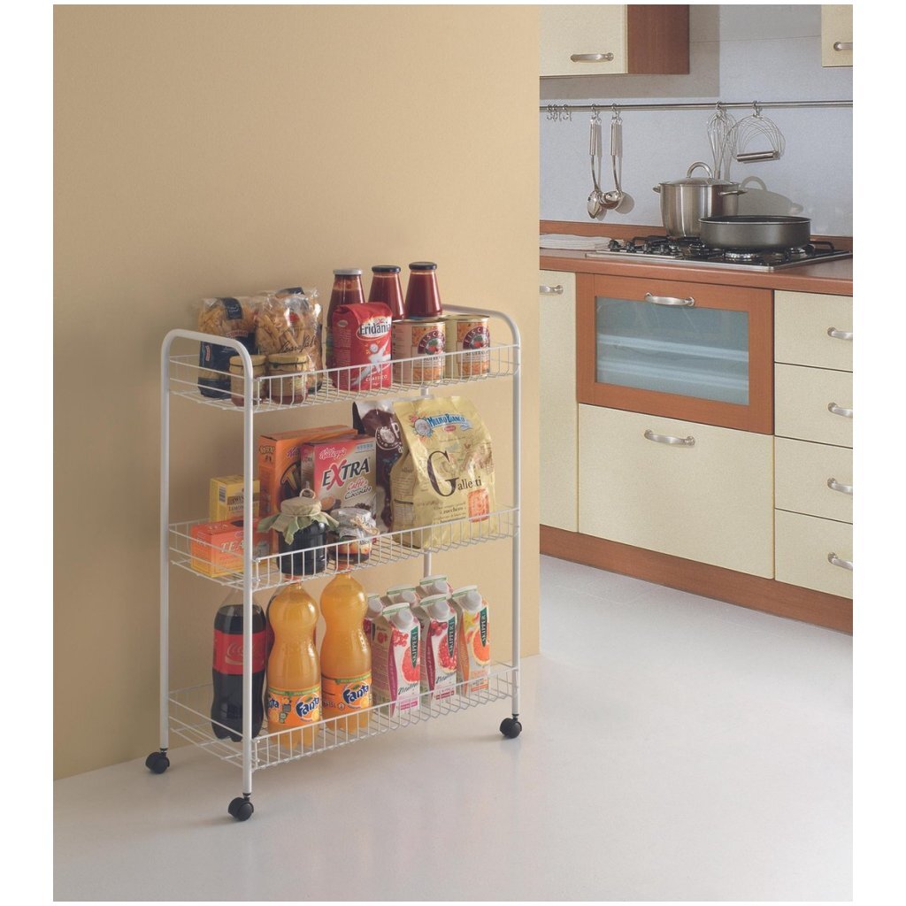 Tomado-Metaltex Grande Opbergrek Op Wielen 64X31X84 Cm Zilver
