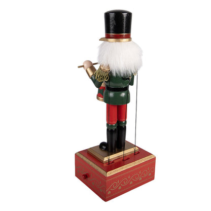 Muziekdoos notenkraker 30 cm groen hout