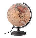 Globe 30 cm antiek Engelstalig walnoothout verlicht
