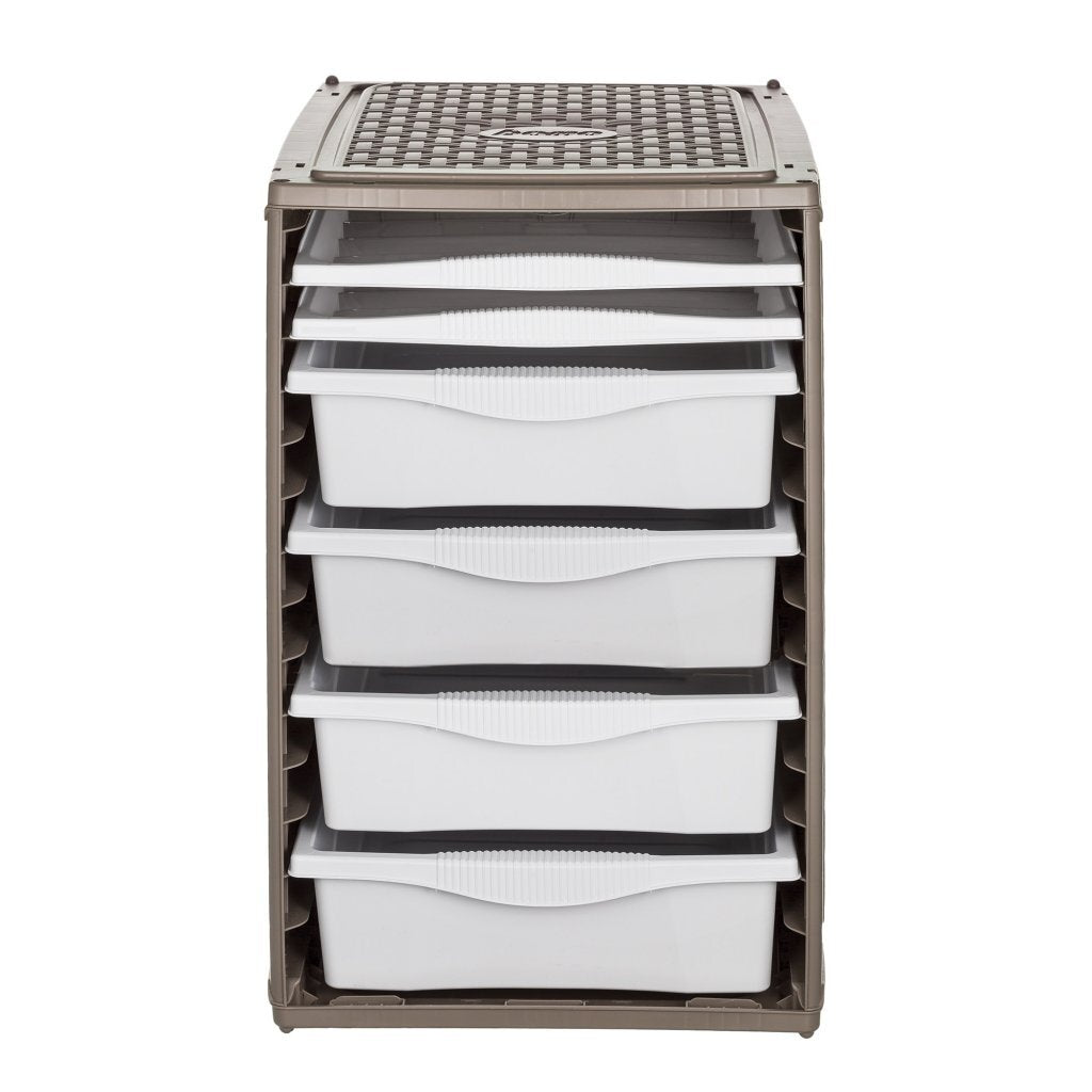 Bama Ri,Ordino Opbergsysteem 34X41X53 Cm Taupe/Wit