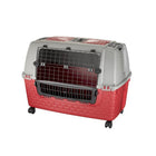 Transportbox huisdier 88x52x60 cm rood/grijs met wieltjes