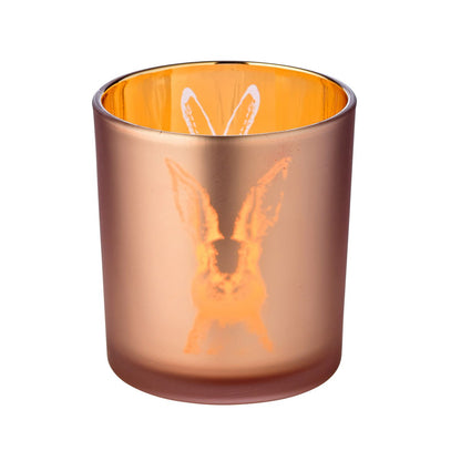 Theelichtjes konijn glas 2 stuks groen roze 8 cm