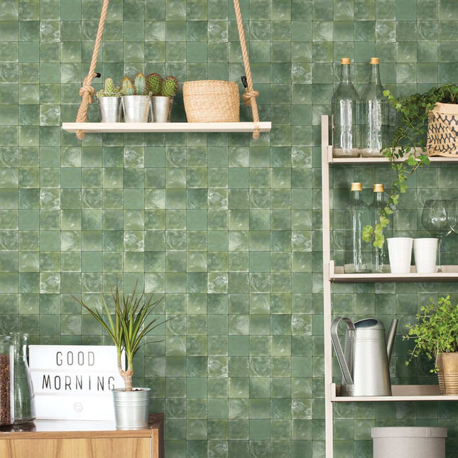 Evergreen Behang Tiles Groen