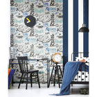 Noordwand Behang Friends & Coffee Graffity Print Grijs En Blauw