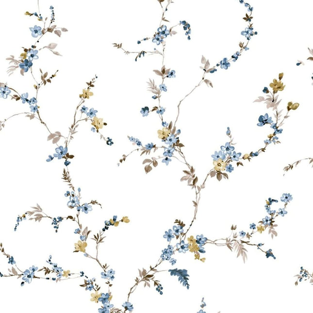 Noordwand Behang Blooming Garden 6 Floral Strands Wit En Blauw