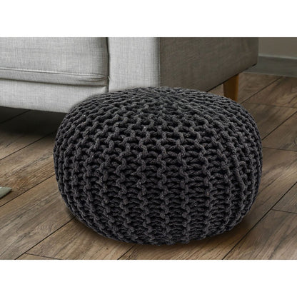Pouf Ø 55 x 37 cm gebreid gerecycled katoen