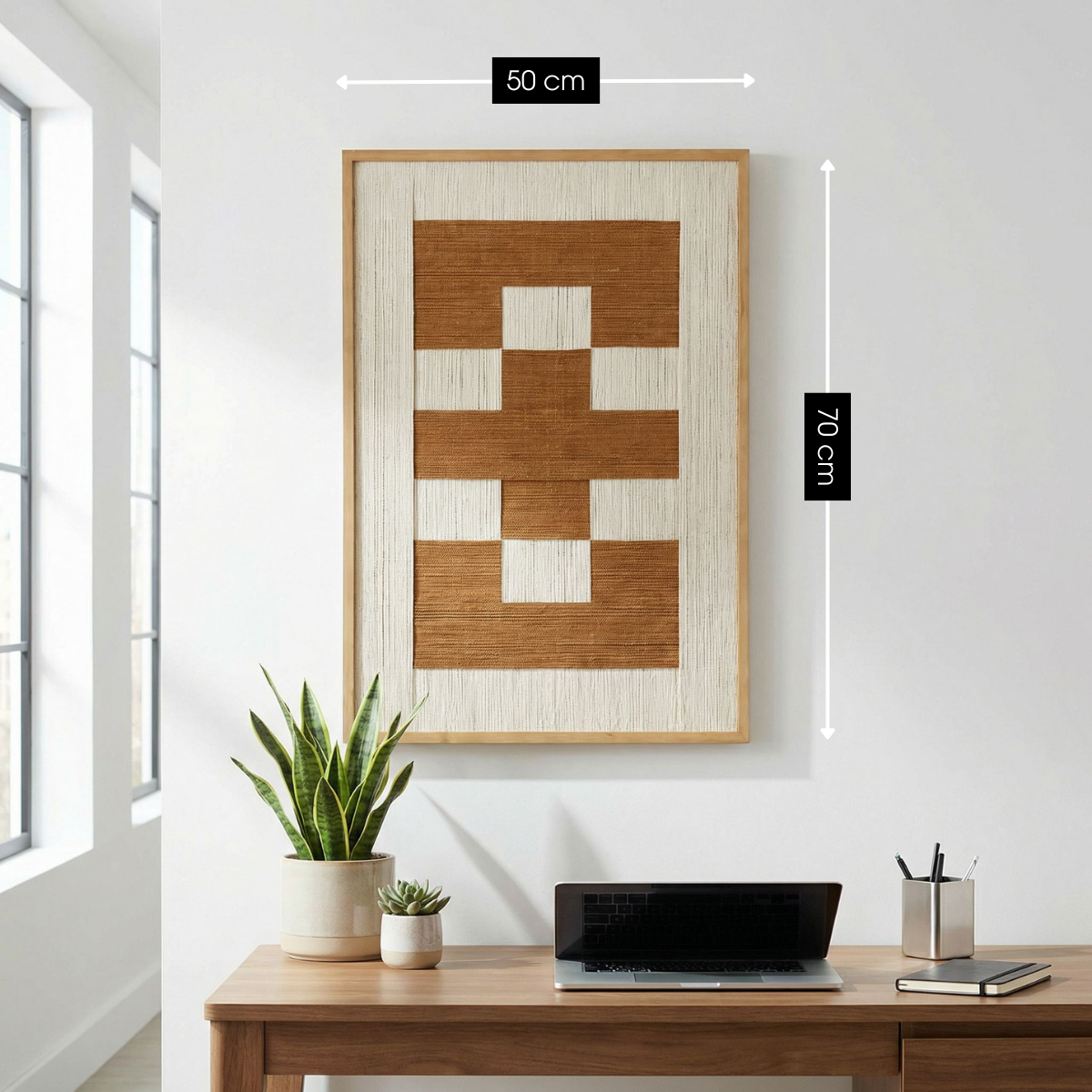 Wanddecoratie 70x50x2.5 cm katoen bruin