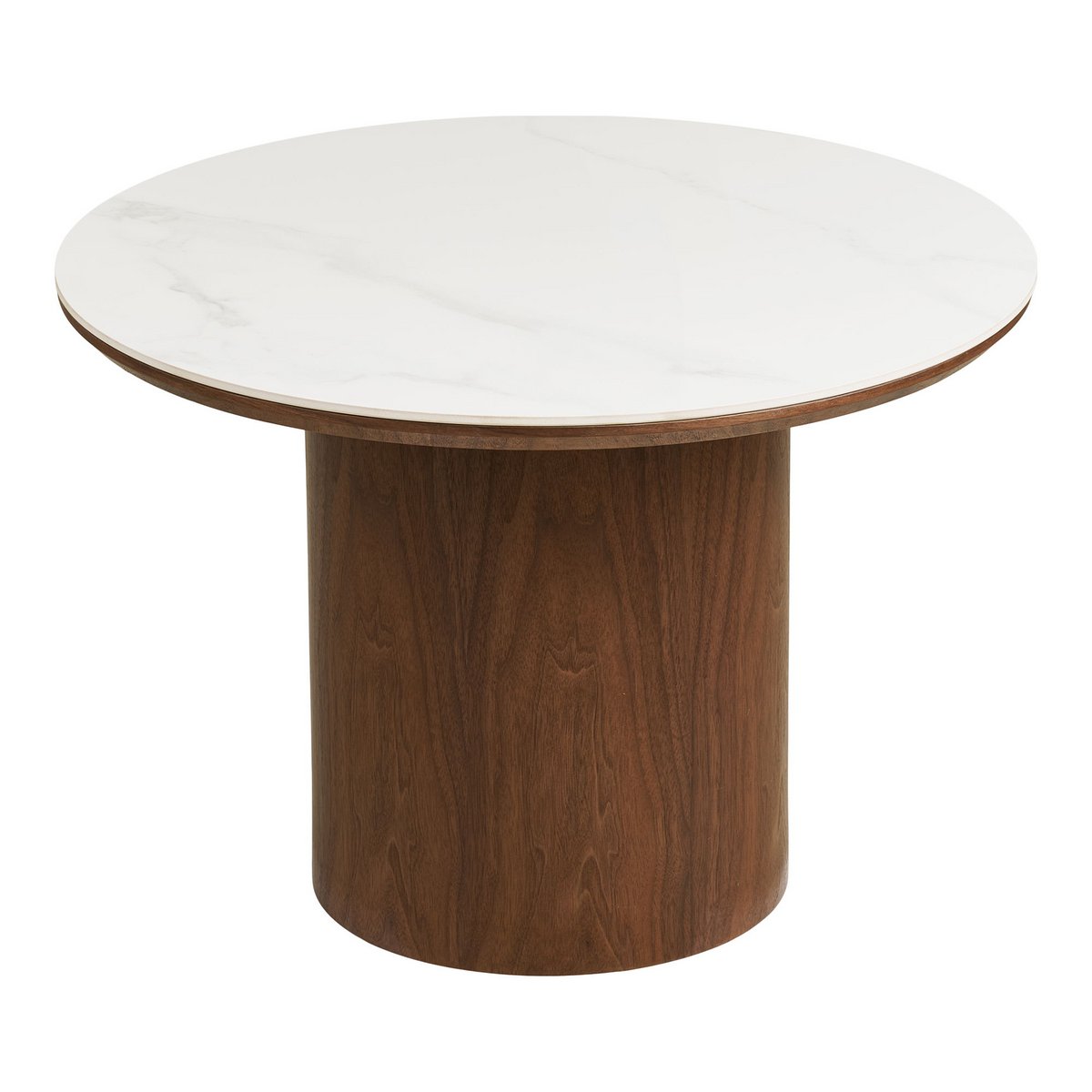 Salontafel ø60x42 cm keramiek/essenfineer wit donkerbruin