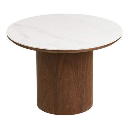 Salontafel ø60x42 cm keramiek/essenfineer wit donkerbruin