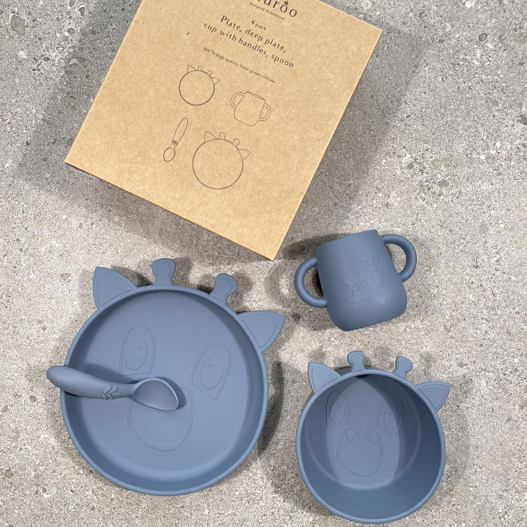 Lykke siliconen dinerset 4-delig giraffe