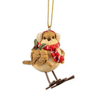 Kersthanger vogel 5x3x7 cm bruin kunststof