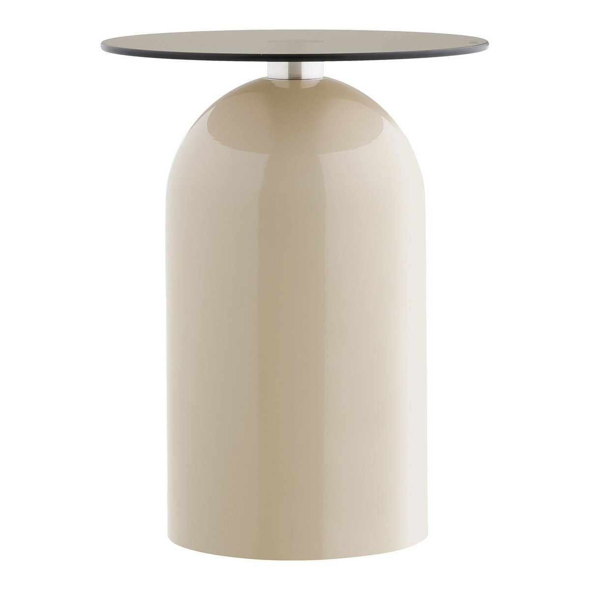 Ravello Bijzettafel, gehard glas/metaal, grijs/beige, ø40x52 cm