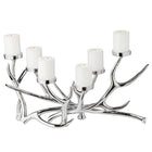 Kandelaar gewei design aluminium vernikkeld 55x27.5 cm zilver