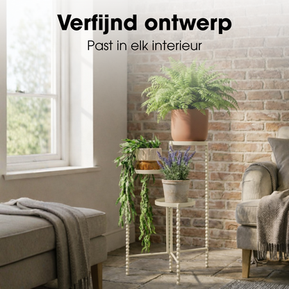 Plantenstandaard 40x40x70 cm gebroken wit ijzer
