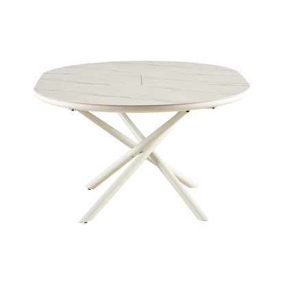 Eettafel rond 120 cm wit uitbreidbaar