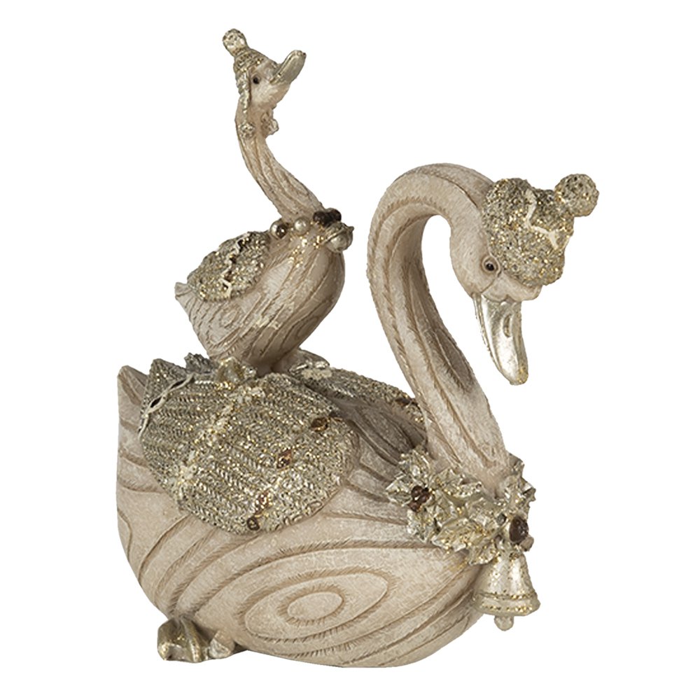 Zwaan beeld 11x6x10 cm beige kunststof