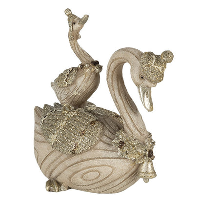 Zwaan beeld 11x6x10 cm beige kunststof