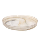 Glazen plateau rond 33x33x3.5 cm beige