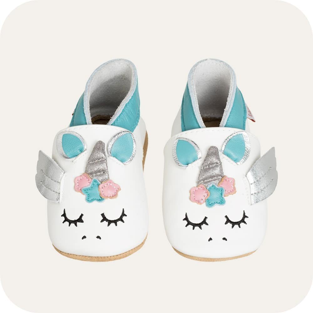 Soft leather baby booties Unicorn