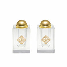 Zout en peper strooiers kristal goud 4x4x8 cm