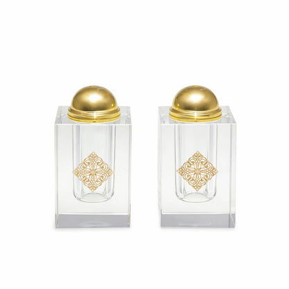 Zout en peper strooiers kristal goud 4x4x8 cm