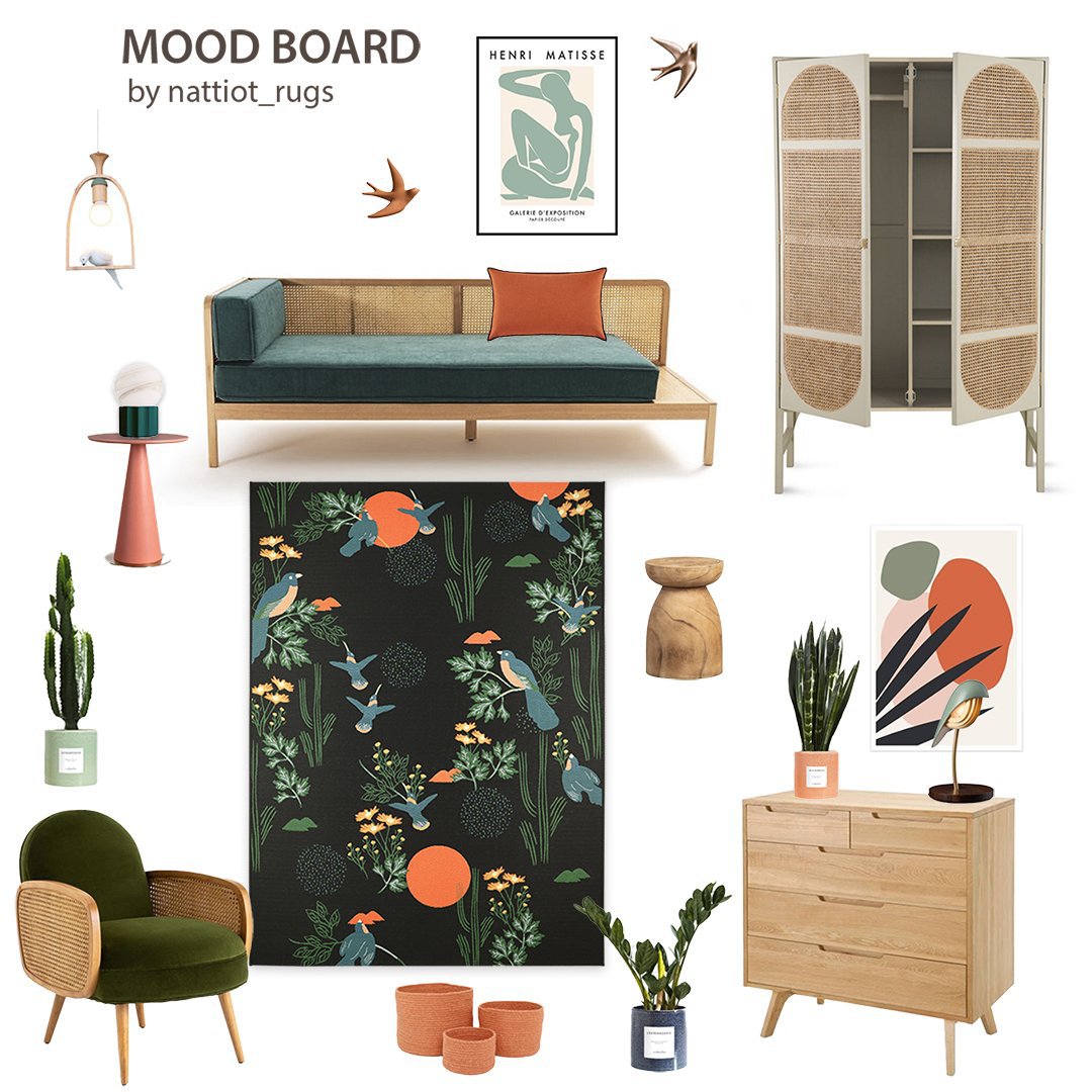 Designer rug birds outdoor BLOOM M