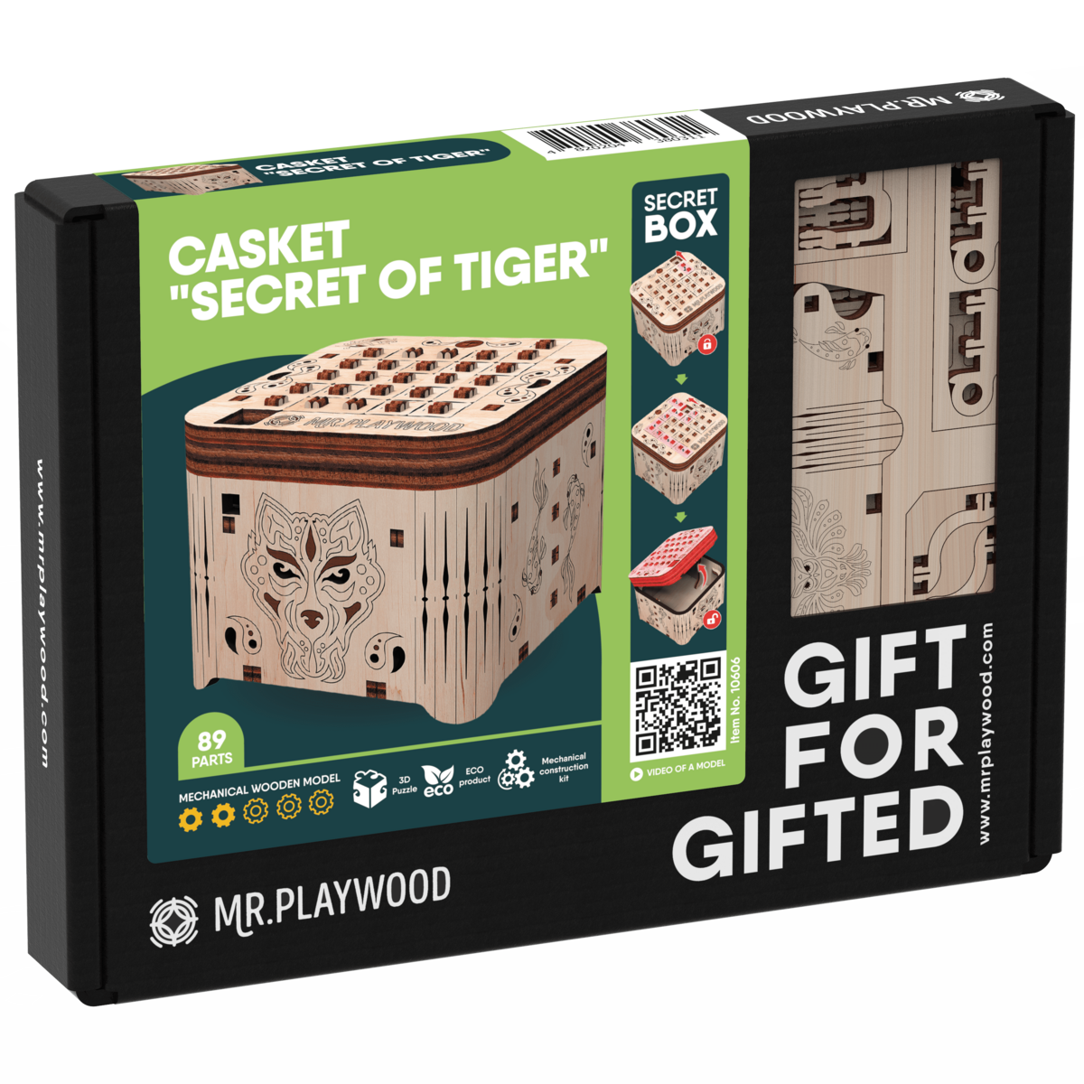 3D houten puzzel Secretbox Tiger 7,4x7,8x6,2 cm