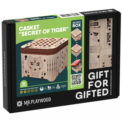 3D houten puzzel Secretbox Tiger 7,4x7,8x6,2 cm