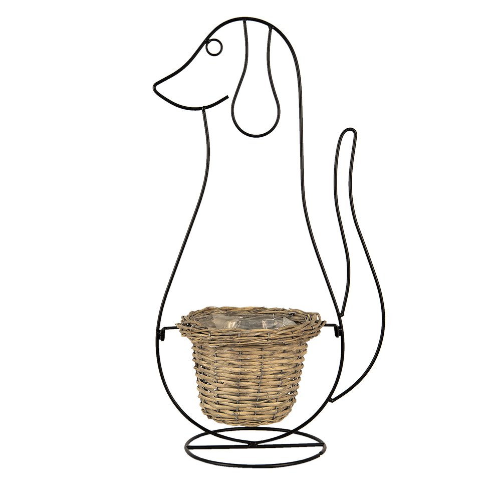 Flowerpot Dog 35x22x67 cm Black Iron Flowerpot Indoor