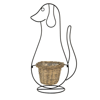 Flowerpot Dog 35x22x67 cm Black Iron Flowerpot Indoor