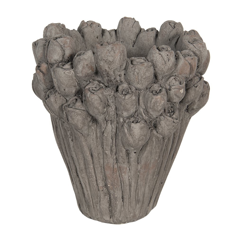Bloempot Ø 23x25 cm Grijs Steen Bloemen Bloempot Binnen