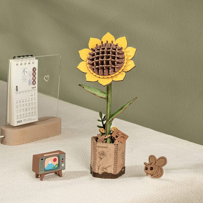 Robotime, DIY Wooden Flower Sun Flower, Sunflower, TW011, 9.5x8.5x23cm