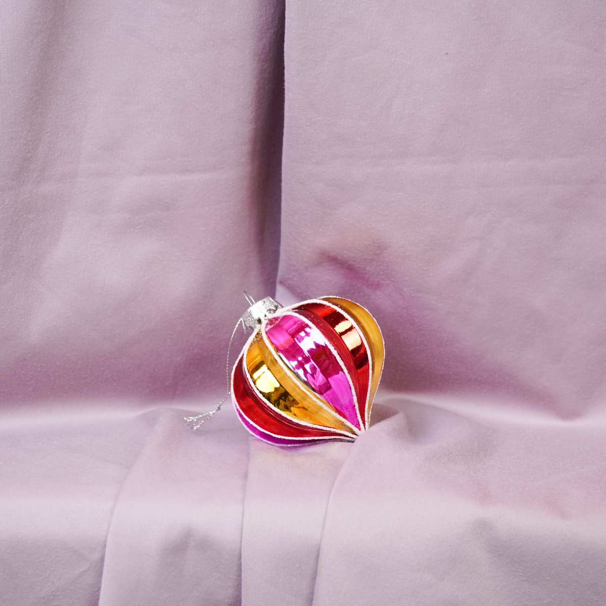 Kerstbal glas 8x8 cm meerkleurig