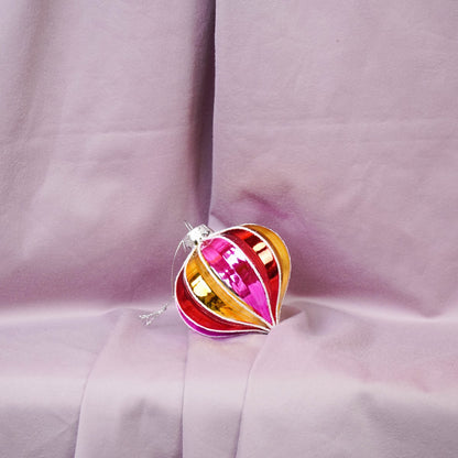 Kerstbal glas 8x8 cm meerkleurig