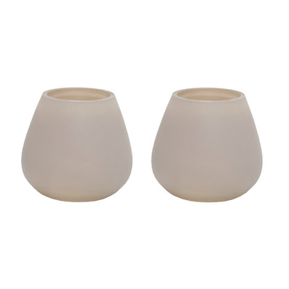 Waxinelichthouder set van 2 stuks matte ivory 12x11.5x12 cm