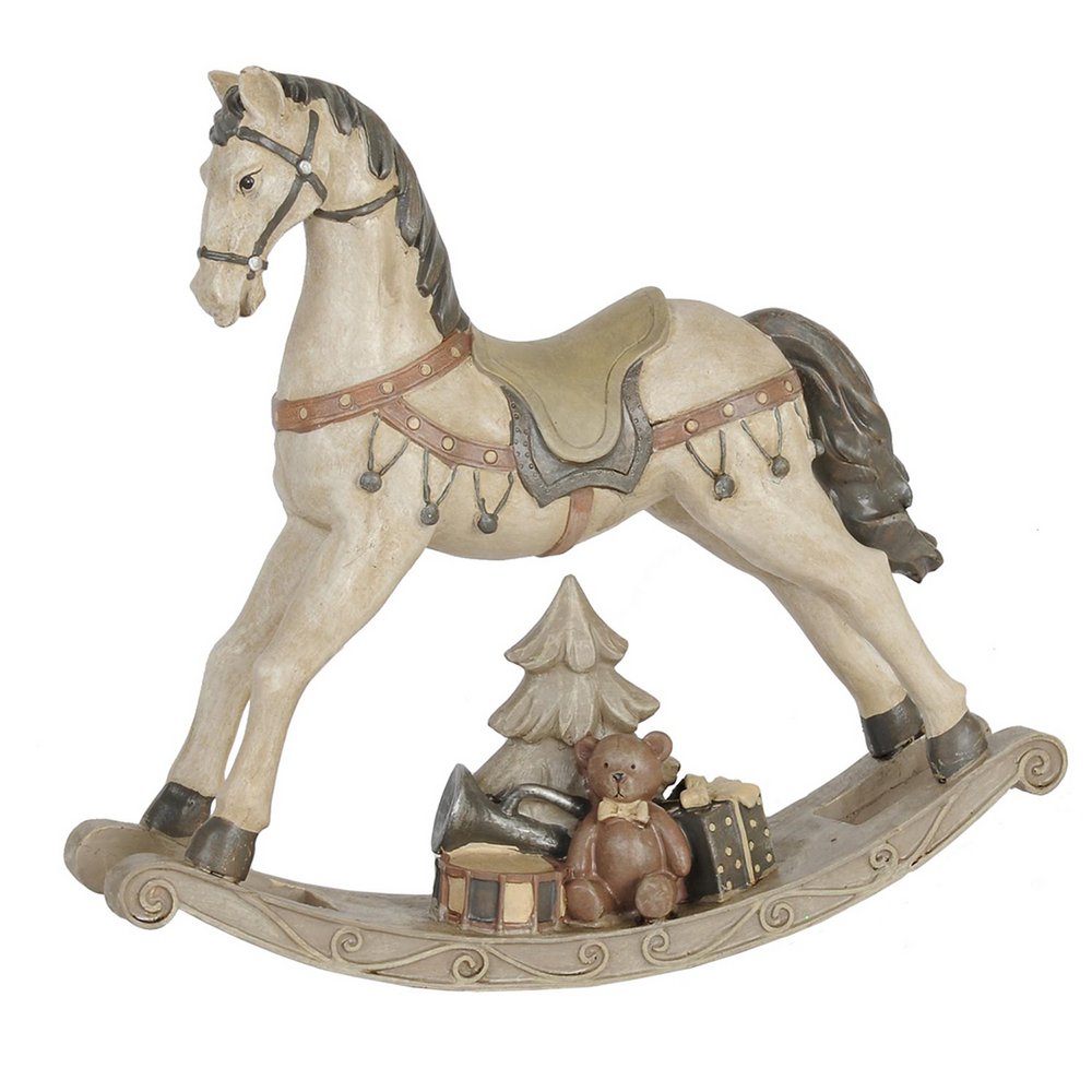 Horse Figurine 30x8x27 cm White Polyresin Christmas Decoration