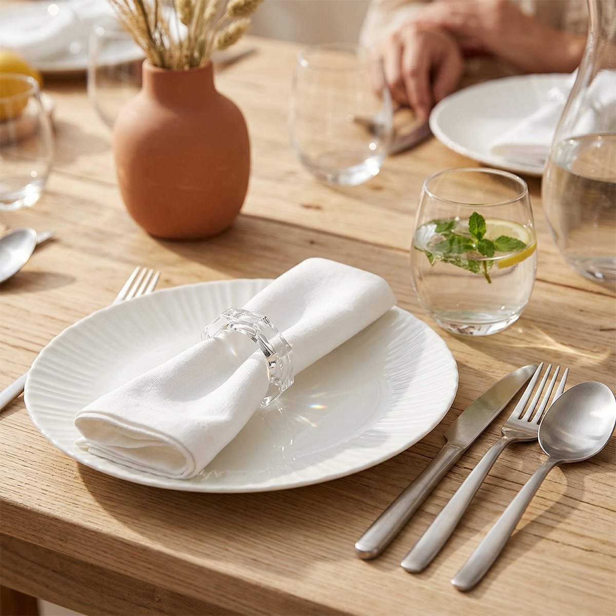 White Flora Flat Plate 26.6x26.6x2cm