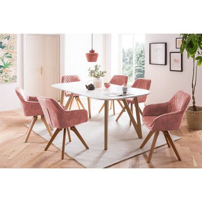 Eettafel 200x100x76 cm massief eikenhout wit