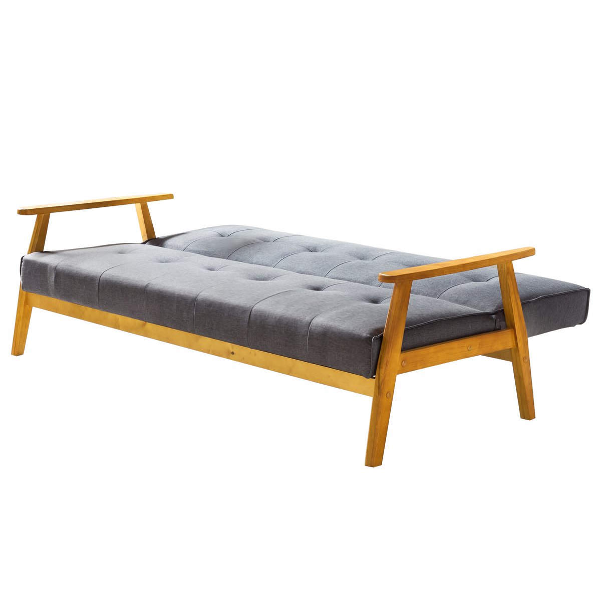 Slaapbank 190x85x81 cm donkergrijs geweven stof eucalyptus