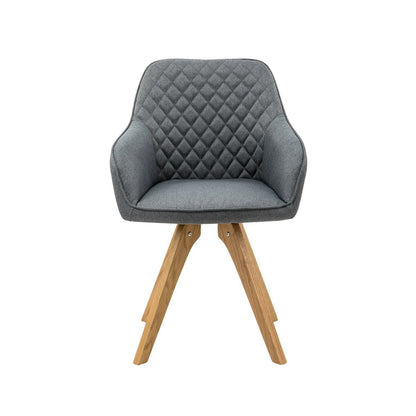 Fauteuil set van 2 grijs eikenhout textiel