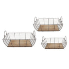Opbergmand set van 3 grijs bruin ijzer hout