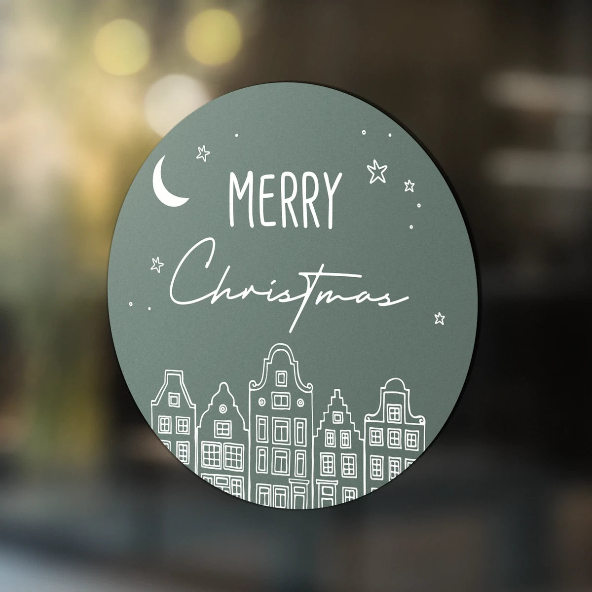 Kerststicker huisjes Ø 30-60 cm