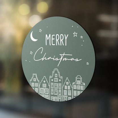 Kerststicker huisjes Ø 30-60 cm