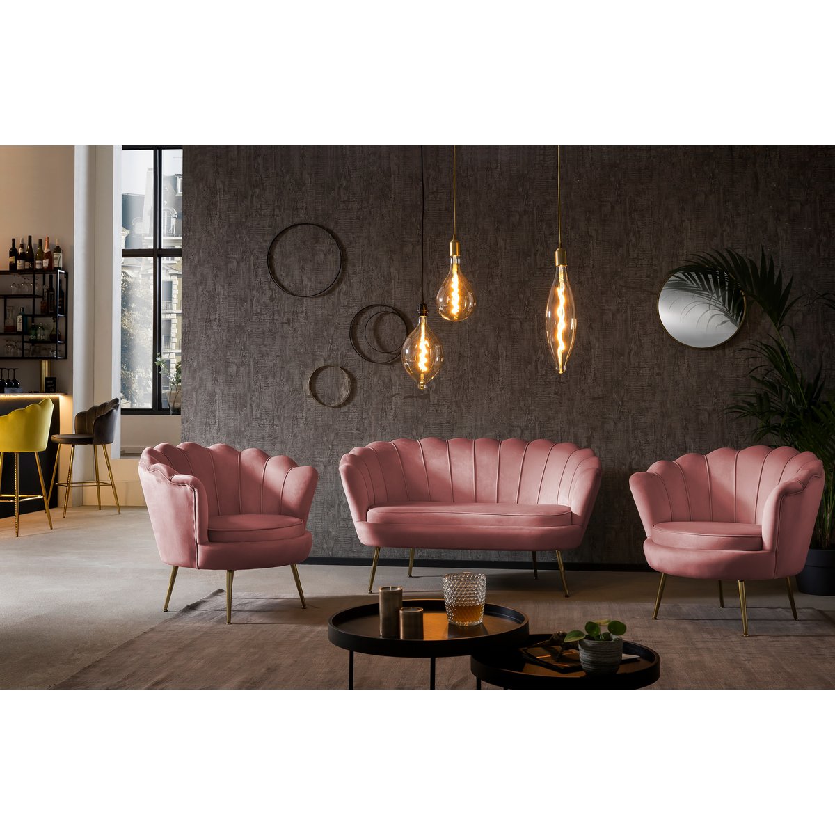 Rose velvet shell sofa