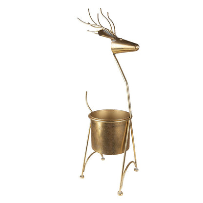 Plantenstandaard rendier 78 cm goud metaal