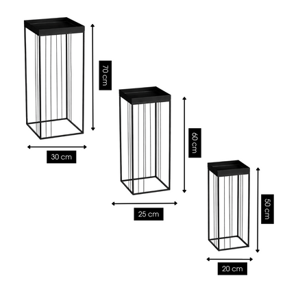Bijzettafel set 3 stuks ijzer zwart