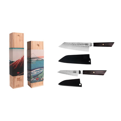 Messenset Bunka 2 stuks schilmes santoku Japans staal