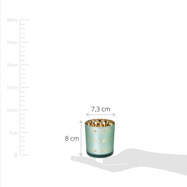 Waxinelichtje Duco H 8cm glas goud zilver